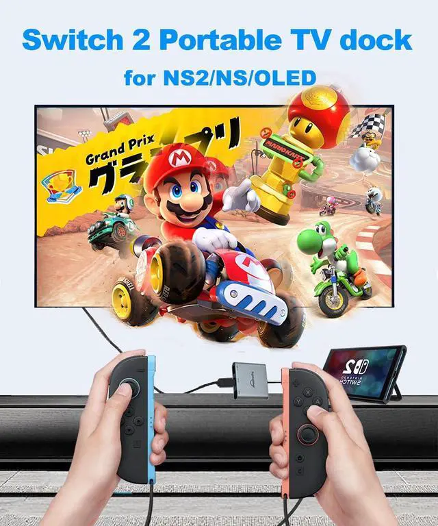 Alt view image 2 of 5 - Switch 2 Portable Dock Compatible for Nintendo Switch 2 Docking Station with 4K@120HZ HDMI 2.1, 100w PD Port, USB-C to USB-A Converter 10Gbps, Compatible with Switch 2&1, Mac,MacBook,Laptops