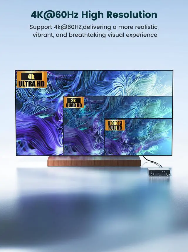 Alt view image 3 of 5 - KVM Switch 2 Monitor for 1 Laptop & 1 Desktop: Dual Monitor (4K@60Hz), USB-C & HDMI, Docking Station w/ 4 USB 3.0 Ports, 80W PD Charging, Remote & USB-C Cable