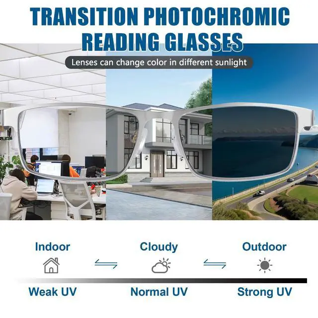 Alt view image 2 of 5 - GHDBFMB Progressive Reading Glasses Men Photochromic Readers Clear Top Multifocal Transition Multifocal Tr90 Eyeglasses 3.0