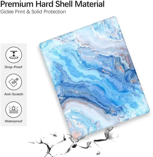 Alt view image 4 of 5 - Berkin Arts Compatible with MacBook Pro 13 inch Cover, 2022, 2021, 2020-2016 Release A1706/A1989/A2159 with Keyboard Cover & Screen Protector Cloisonnism Abstract Blue Grey Marble