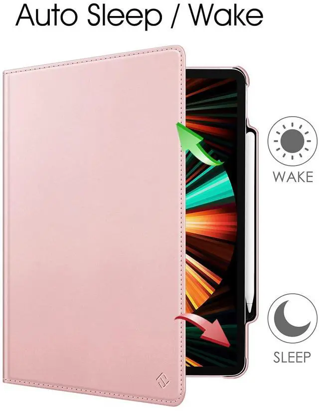 Alt view image 3 of 5 - Fintie Rotating Case for iPad Pro 12.9-inch 6th Generation 2022-360 Degree Swiveling Protective Cover with Pencil Holder, Auto Sleep/Wake, Also Fit iPad Pro 12.9" 5th/4th/3rd Gen, Rose Gold