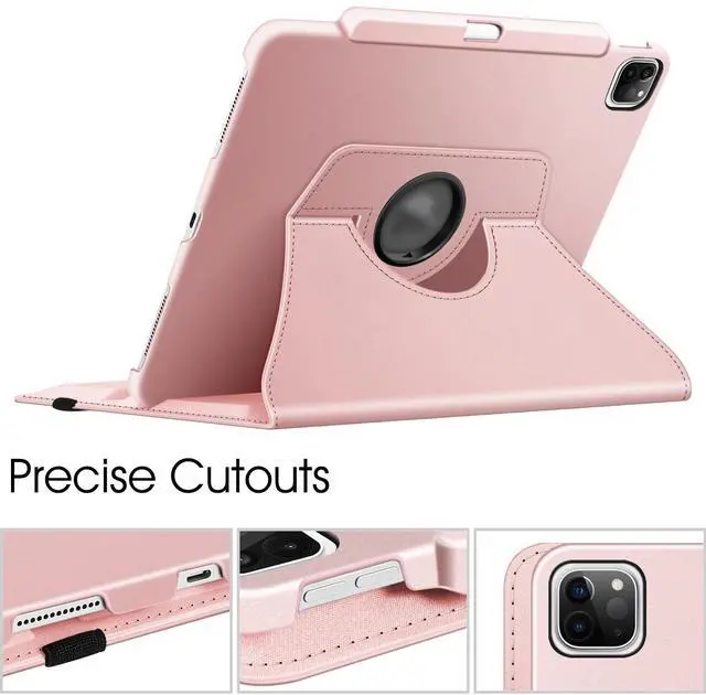 Alt view image 5 of 5 - Fintie Rotating Case for iPad Pro 12.9-inch 6th Generation 2022-360 Degree Swiveling Protective Cover with Pencil Holder, Auto Sleep/Wake, Also Fit iPad Pro 12.9" 5th/4th/3rd Gen, Rose Gold