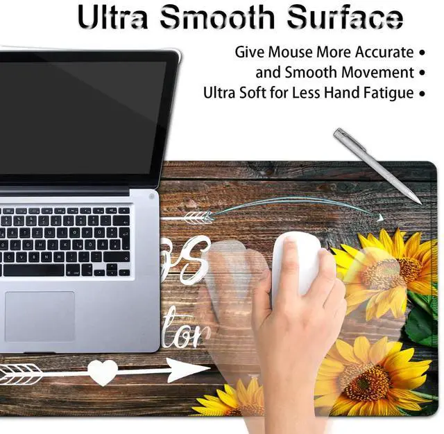 Alt view image 2 of 5 - Desk Pad, Keyboard Mouse Pad Set, Extended Gaming Mouse Pad+ Ergonomics Memory Foam Wrist Rest Support,31.5x11.8in Waterproof Large Mouse Pad for Home Office,Chaos Coordinator Sunflower XXL Mouse Mat