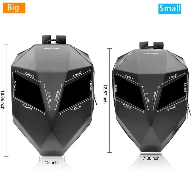 Alt view image 2 of 5 - Crelander LED Motorcycle Backpack,17inch Knight Backpack with DIY Programmable Display Screen, 3D Waterproof Hard Shell Helmet Bag Laptop Storage Daypack for Riding Traveling