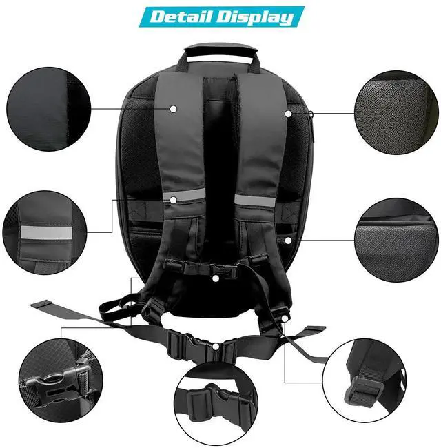 Alt view image 4 of 5 - Crelander LED Motorcycle Backpack,17inch Knight Backpack with DIY Programmable Display Screen, 3D Waterproof Hard Shell Helmet Bag Laptop Storage Daypack for Riding Traveling