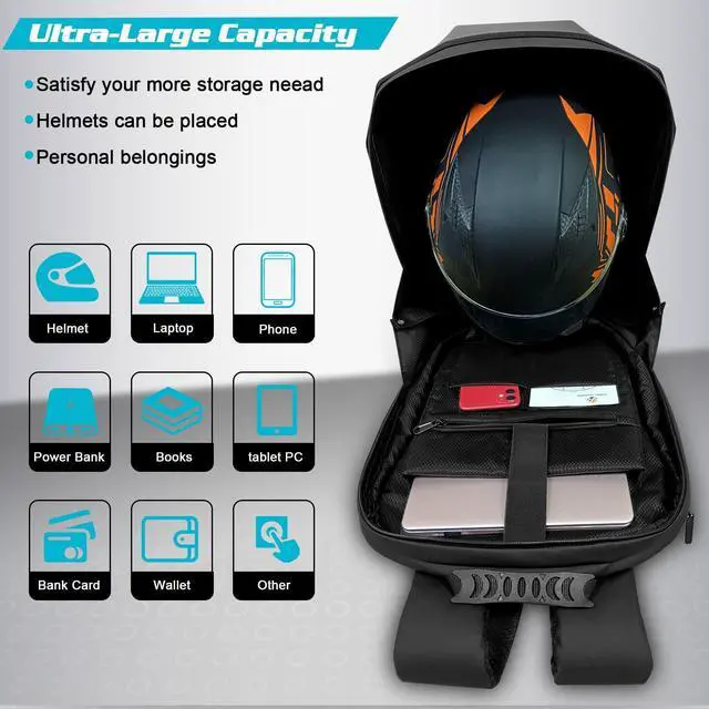 Alt view image 5 of 5 - Crelander LED Motorcycle Backpack,17inch Knight Backpack with DIY Programmable Display Screen, 3D Waterproof Hard Shell Helmet Bag Laptop Storage Daypack for Riding Traveling
