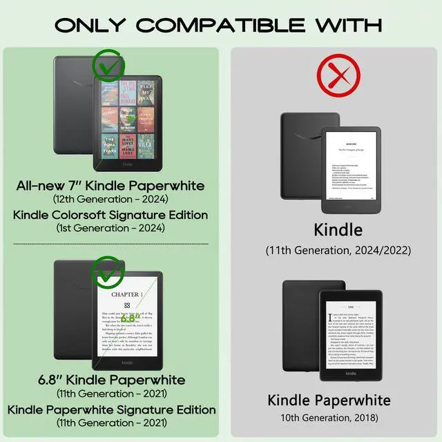 Alt view image 2 of 5 - ZSLVPN Stand Case for 7"/6.8" Kindle Paperwhite(12th/11th Gen-2024/2021) and Kindle Colorsoft Signature Edition - Slim Durable PU Leather New Cover with Hand Strap, Auto Wake/Sleep, Card Slot