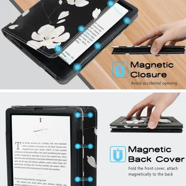 Alt view image 4 of 5 - ZSLVPN Stand Case for 7"/6.8" Kindle Paperwhite(12th/11th Gen-2024/2021) and Kindle Colorsoft Signature Edition - Slim Durable PU Leather New Cover with Hand Strap, Auto Wake/Sleep, Card Slot