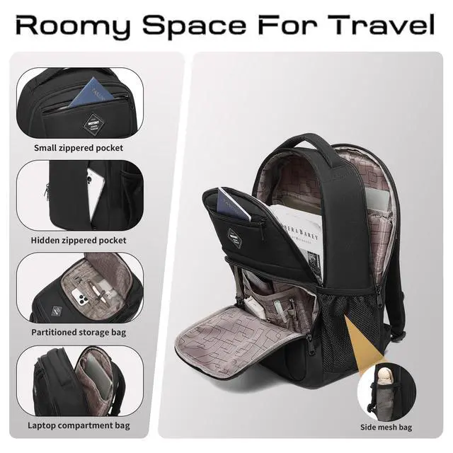 Alt view image 5 of 5 - Wotony Laptop Backpack 17Inch Women Men Business Travel Backpack,Work College,Casual Daypack Travel Essentials (navy, 17Inch)