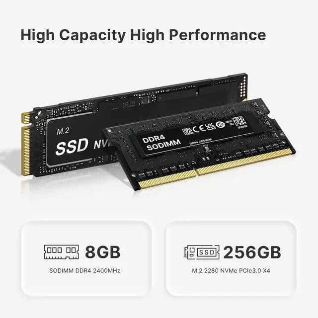 Alt view image 2 of 5 - origimagic C4 Mini PC Ryzen 5 3550H(Upgraded N150), 8GB RAM 256GB NVMe SSD Mini Computer Triple Display, Dual LAN, USB 3.2, Home/Office/Business