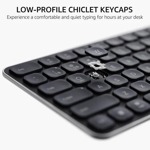 Alt view image 4 of 5 - Rapoo 9010M Multi-Device Keyboard and Mouse Combo, 2.4GHz/Bluetooth 5.0/4.0 Wireless Keyboard & Mouse Set for Windows/Mac/Linux/Chrome, Support 4 Devices, Low-Profile Silent Click, Battery Powered