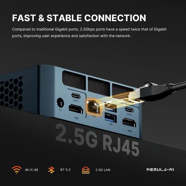 Alt view image 4 of 5 - origimagic N1 Mini PC Ryzen 7 5825U, 32GB RAM 1TB NVMe SSD Mini Desktop PC, 2.5GbE LAN, Wi-Fi 6E/BT 5.2(AX210), 4K Quad Display, Versatile Office/Home Mini Computers