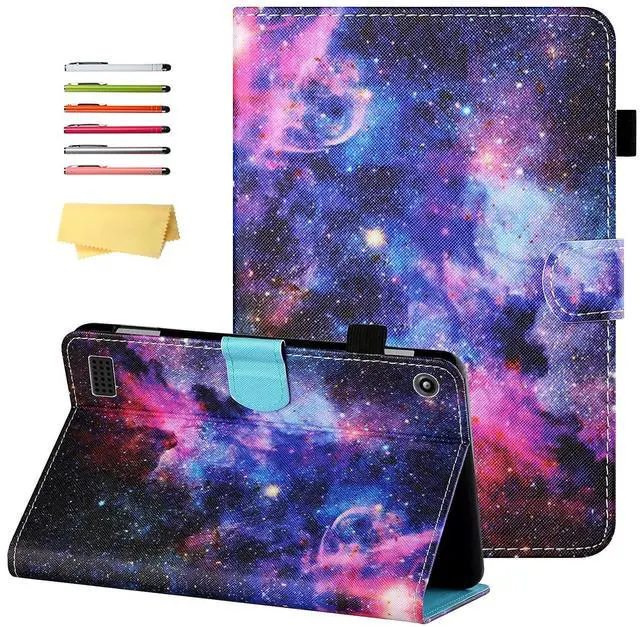 Main image of UUcovers 7" Kindle Fire 7 Tablet Case 9th/7th/5th Generation (2019/2017/2015 Release) with Stand Pencil Holder [Auto Wake/Sleep] Slim Smart Magnetic Folio PU Leather & TPU Back Cover, Rainbow Galaxy