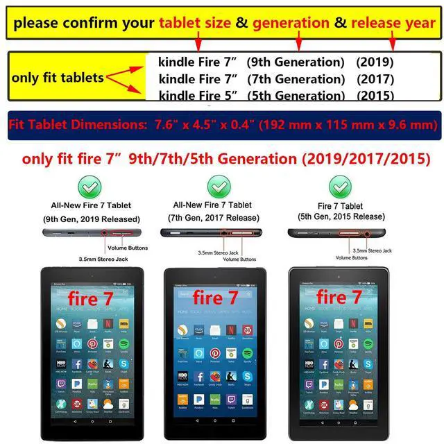 Alt view image 2 of 5 - UUcovers 7" Kindle Fire 7 Tablet Case 9th/7th/5th Generation (2019/2017/2015 Release) with Stand Pencil Holder [Auto Wake/Sleep] Slim Smart Magnetic Folio PU Leather & TPU Back Cover, Rainbow Galaxy