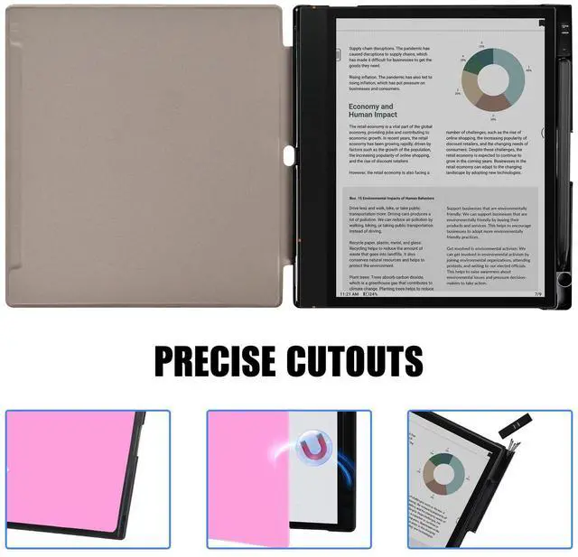 Alt view image 4 of 5 - QIOFEARTH Case for Boox Note Air4 C (2024)/BOOX Note Air 3 C/Note Air 3,10.3" Paper Tablet Slim Lightweight and Hard Back Shell Protective Cover with Built-in Pen Holder,Comes with BOOX Pen Tips