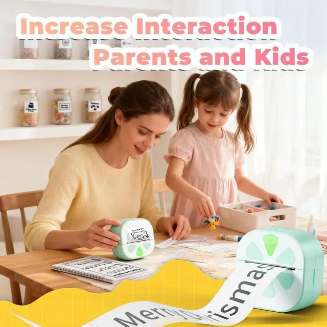 Alt view image 3 of 5 - Anycash Sticker Printer Mini Print Pod, Bluetooth Thermal Sticker Maker Machine with 3 Roll Paper, D20 Portable Inkless Pocket impresora portátil Picture Label Printer for Phone DIYJournal Kids Gift