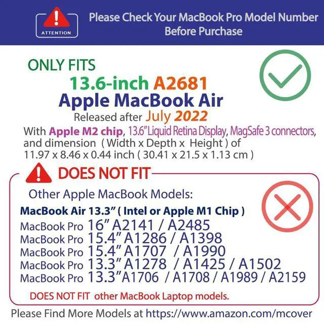 Alt view image 2 of 5 - mCover Hybrid Case Compatible ONLY with 2022 or Later 13.6 MacBook Air Laptop Computer(Model A2681, M2 Chip,Liquid Retina Display,MagSafe3 connectors)- Red