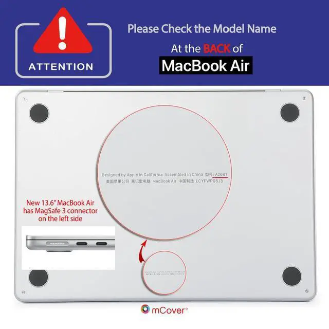 Alt view image 3 of 5 - mCover Hybrid Case Compatible ONLY with 2022 or Later 13.6 MacBook Air Laptop Computer(Model A2681, M2 Chip,Liquid Retina Display,MagSafe3 connectors)- Red