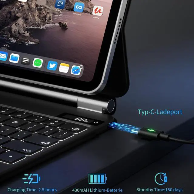 Alt view image 5 of 5 - kenke Magic keyborad Case for iPad 11th (A16, 2025) / 10th Generation 10.9 inch 2022, Floating Cantilever Stand, Portrait/Landscape Mode, Upgraded Multi-Touch Trackpad  7 Colors Backlight, Black