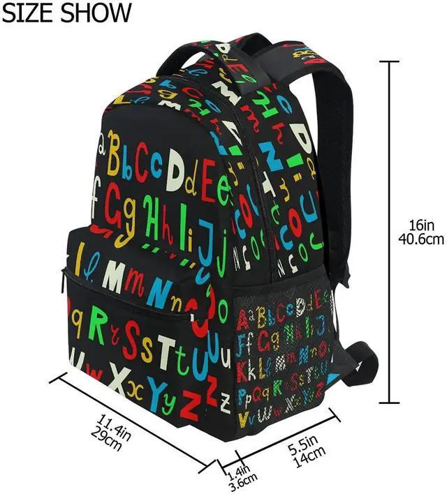 Alt view image 2 of 5 - YPPAHHHH Education Alphabet School Bag Backpack College Bookbag, Rainbow Letter Laptop Backpacks Computer Bag Travel Hiking Camping Daypack for Women Girls Men Boys Students