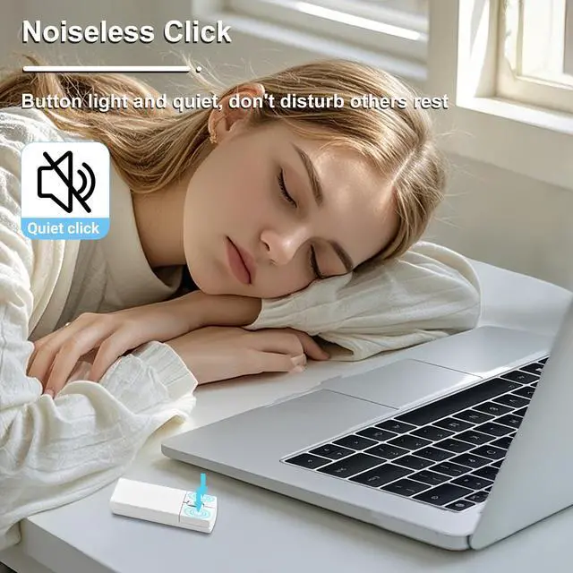 Alt view image 3 of 5 - Wireless Mouse Bluetooth Mini Silent Dual-Mode 2.4GHz & Bluetooth Computer Mice with Case Lightweight Rechargeable Portable Small Wireless Mouse for Laptop PC Desktop MacBook Tablet Kids Gift, White