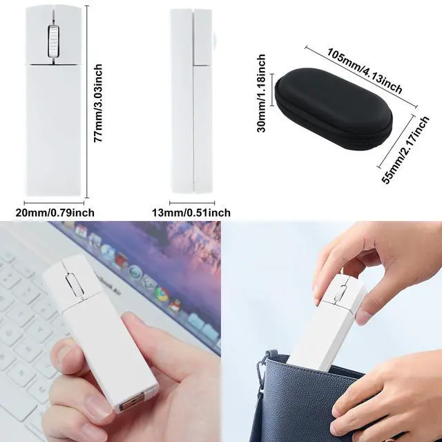 Alt view image 5 of 5 - Wireless Mouse Bluetooth Mini Silent Dual-Mode 2.4GHz & Bluetooth Computer Mice with Case Lightweight Rechargeable Portable Small Wireless Mouse for Laptop PC Desktop MacBook Tablet Kids Gift, White