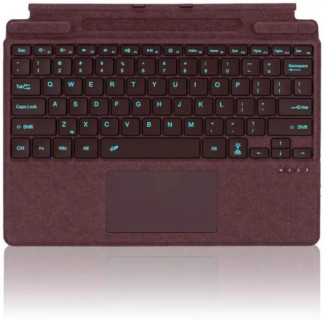 Main image of Type Cover for Microsoft Surface Pro 11 Pro 10 Pro 9 Pro 8 Pro X, 13 inch, Ultra-Slim Bluetooth Keyboard with Multi-Touchpad Mouse Rechargeable, 7-Color LED Backlit (Burgundy with Backlit)