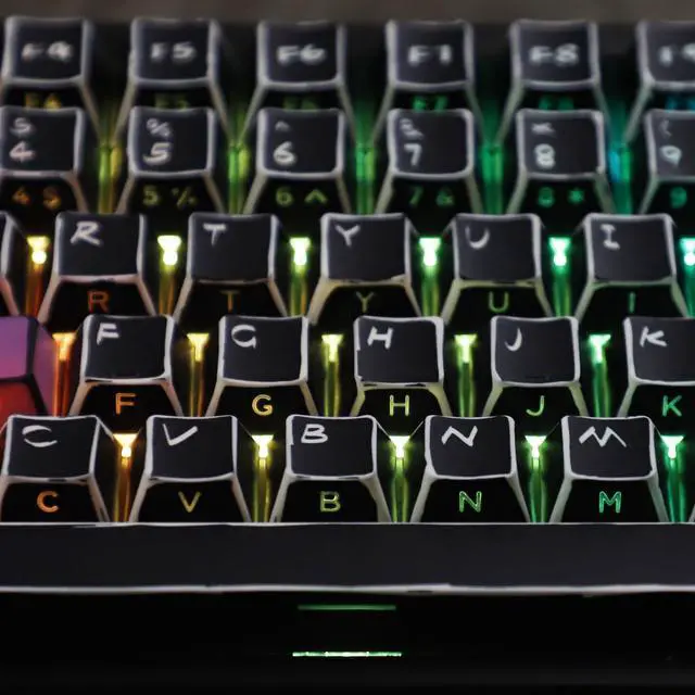 Alt view image 3 of 5 - YMDK Retro Color Hand-Drawn Manga Theme Keycaps Sidelit Anime Comic Full Set 128 Keys Creative Interesting Homemade Custom Keycap PBT Dye Sub Cherry Profile Key Caps for MX Mechanical Keyboard