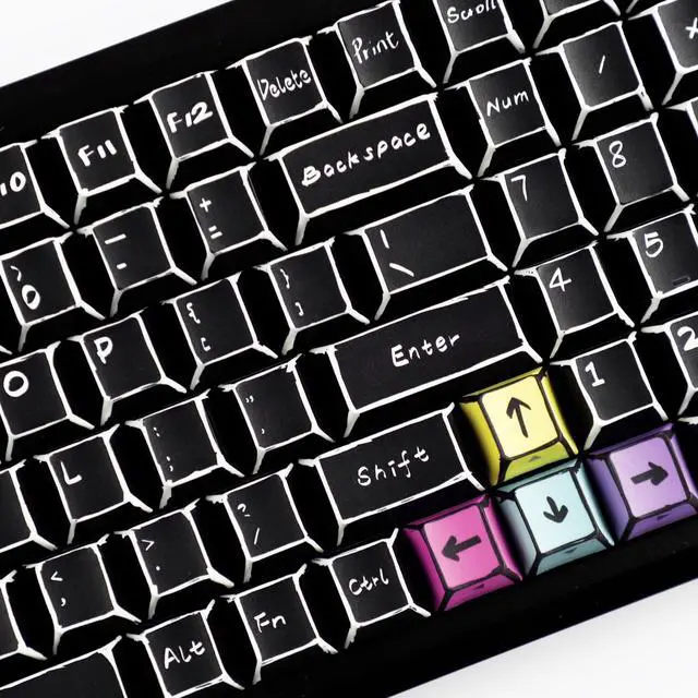 Alt view image 5 of 5 - YMDK Retro Color Hand-Drawn Manga Theme Keycaps Sidelit Anime Comic Full Set 128 Keys Creative Interesting Homemade Custom Keycap PBT Dye Sub Cherry Profile Key Caps for MX Mechanical Keyboard