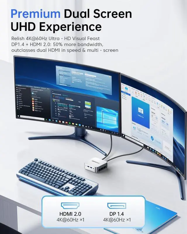 Alt view image 5 of 5 - ACEMAGIC Mini PC Computers 11 Pro, Twin Lake N150 (Beat N97/N95) 16GB DDR4 RAM 256GB M.2 SSD up to 3.6 GHz, Mini Desktop Computers Support Dual 4K, WiFi, BT, Ethernet, Small PC for Business Home