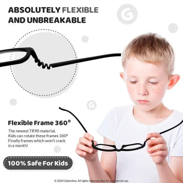 Alt view image 3 of 5 - Geborilma Kids Flexible Glasses Size M Unbreakable Eyeglasses for Kids Prescription Sports Glasses 7-9 y