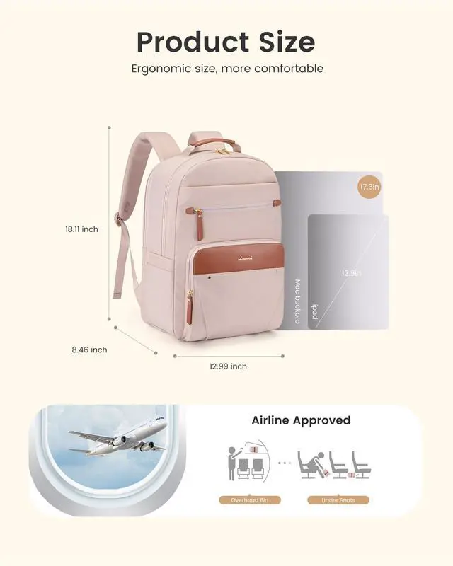 Alt view image 3 of 5 - LOVEVOOK Laptop Backpack for Women, College Backpack for Student Teen Girl, 17.3" Work Business Computer Backpack, Back to School Bookbag, Casual Daypack Purse, Travel Personal Item Bag for Gift