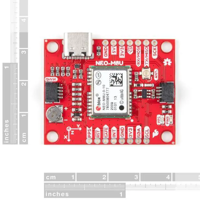 Alt view image 2 of 5 - SparkFun GPS Dead Reckoning Breakout - NEO-M8U (Qwiic) - Supports NMEA, UBX, and RTCM protocols Over UART or I2C interfaces Time-to-First fix Cold Start (~26s) Hot Start (~1.5s)