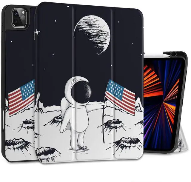 Main image of Yebiseven Case for iPad 9th/8th/7th Generation 10.2 inch, Shockproof Tablet Case for iPad 10.2 inch 2022 2020 2019, Soft TPU Back Cover with Auto Wake/Sleep & Pencil Holder, Astronaut & Moon