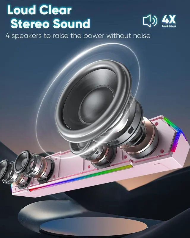 Alt view image 2 of 5 - LENRUE G11 Computer Speakers for Desktop, Touch Lights PC Speakers with Surge Clear Sound, USB C/USB Powered for Computer Desktop PC Laptop Monitor(Pink)