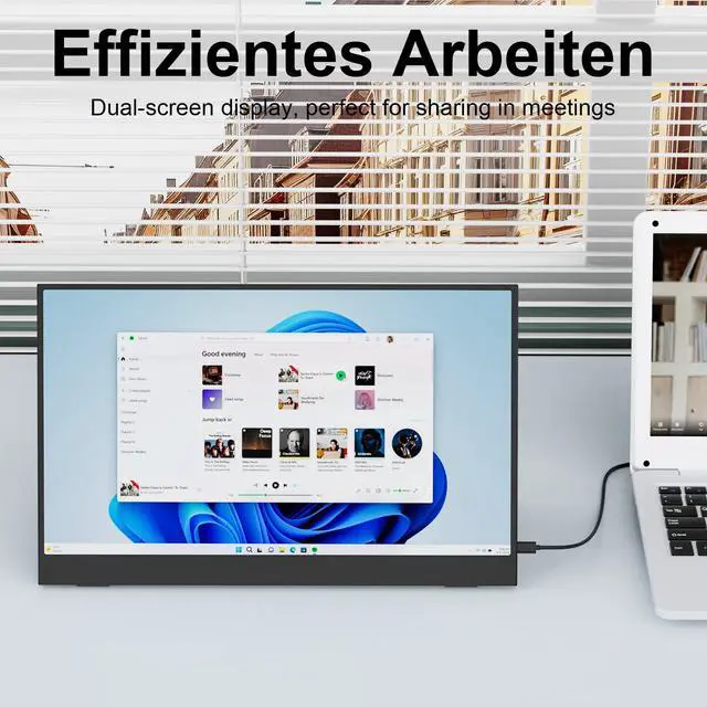 Alt view image 5 of 5 - Portable Monitor for Laptop, IPS14-inch Laptop Computer Monitor, with Stand, USB Type C and Mini HDMI Port, Suitable for Laptops, PC, Mobile Phones, PS, Xbox, Switch as an External Gaming Monitor