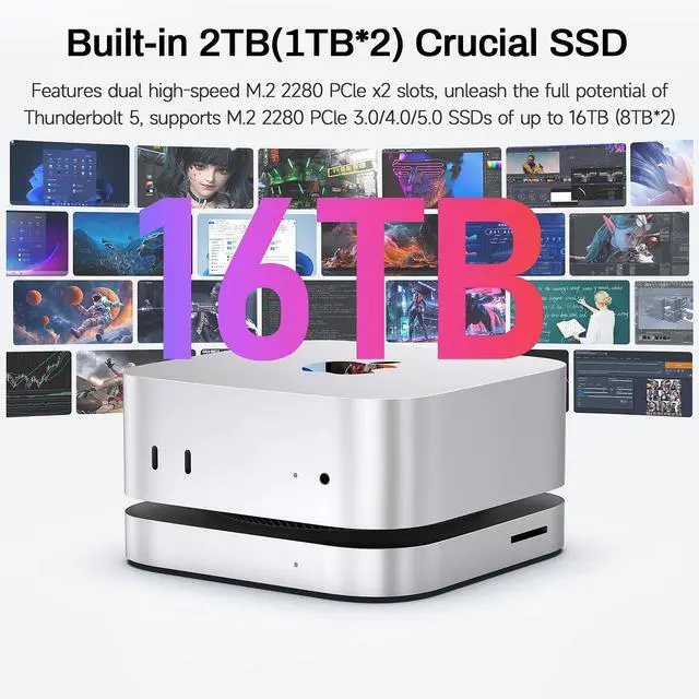 Alt view image 3 of 5 - BEELINK EX Mate Mini-A 80Gbps Mac mini M4 Dock & Stand, 2TB Crucial SSD (max 16TB Expansion), PD3.0 Port, SD4.0 Card Reader, 2.5G LAN, 2*USB A 10Gbps for Laptops/Desktop PC/Mini PC