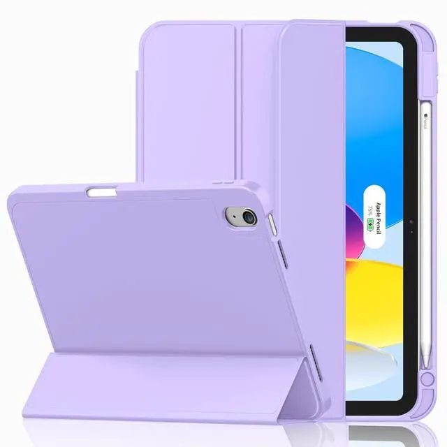 Main image of iMieet Case for iPad (A16)/iPad 10th Generation [11-Inch 2025/10.9 Inch 2022], Trifold Stand Smart Cover with Pencil Holder and Soft TPU Back, Supports Touch ID(Clove Purple)