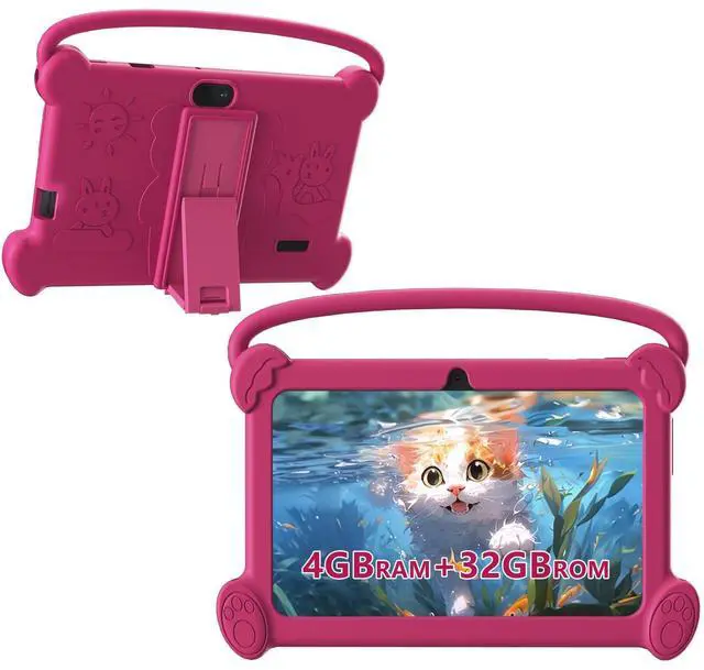 Main image of DIGITHINK Kids Tablet 7 inch 3-9 with Protective Case, 4GB (2GB+2GB Expand) RAM 32GB ROM, Toddler Tablets, Andriod Educational Learning Device,Prarent Control, Netflix,YouTube,aiwawa apps (Rose Red)