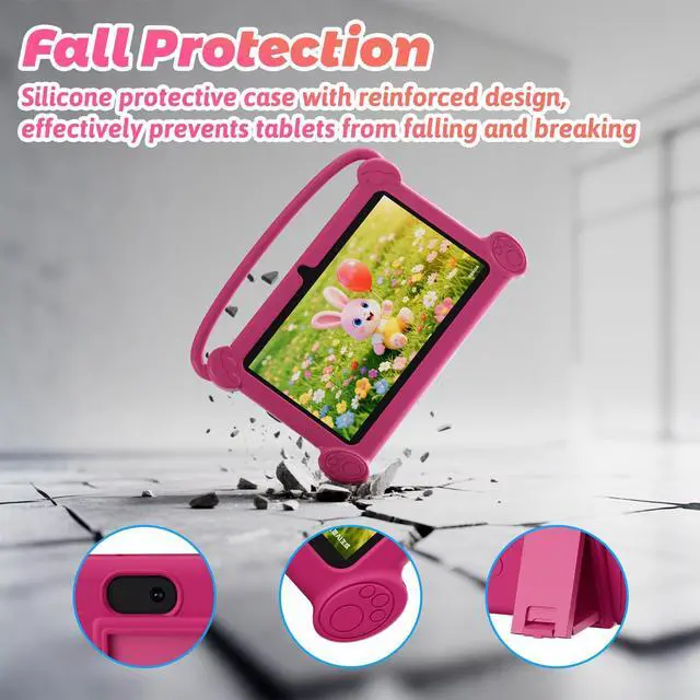 Alt view image 3 of 5 - DIGITHINK Kids Tablet 7 inch 3-9 with Protective Case, 4GB (2GB+2GB Expand) RAM 32GB ROM, Toddler Tablets, Andriod Educational Learning Device,Prarent Control, Netflix,YouTube,aiwawa apps (Rose Red)