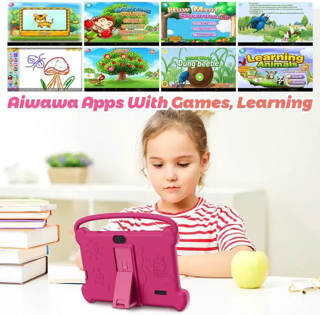 Alt view image 5 of 5 - DIGITHINK Kids Tablet 7 inch 3-9 with Protective Case, 4GB (2GB+2GB Expand) RAM 32GB ROM, Toddler Tablets, Andriod Educational Learning Device,Prarent Control, Netflix,YouTube,aiwawa apps (Rose Red)