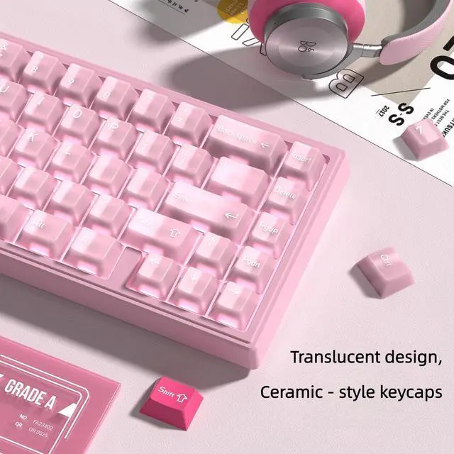 Alt view image 2 of 5 - dagaladoo Pink Crystal Keyboard Keycaps Jelly,Cute Clear Keycaps, Transparent Custom keycaps 60% 75% 100%,dye Sub,Shine Through Keyboard caps,Cherry Profile keycap for Mechanical Keyboards(150key)