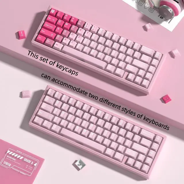 Alt view image 3 of 5 - dagaladoo Pink Crystal Keyboard Keycaps Jelly,Cute Clear Keycaps, Transparent Custom keycaps 60% 75% 100%,dye Sub,Shine Through Keyboard caps,Cherry Profile keycap for Mechanical Keyboards(150key)