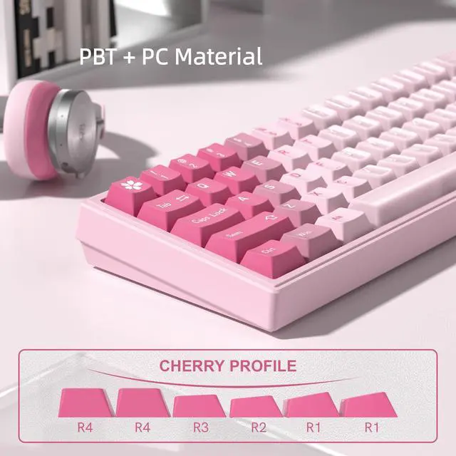 Alt view image 4 of 5 - dagaladoo Pink Crystal Keyboard Keycaps Jelly,Cute Clear Keycaps, Transparent Custom keycaps 60% 75% 100%,dye Sub,Shine Through Keyboard caps,Cherry Profile keycap for Mechanical Keyboards(150key)