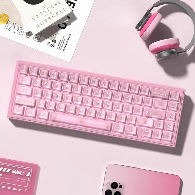 Alt view image 5 of 5 - dagaladoo Pink Crystal Keyboard Keycaps Jelly,Cute Clear Keycaps, Transparent Custom keycaps 60% 75% 100%,dye Sub,Shine Through Keyboard caps,Cherry Profile keycap for Mechanical Keyboards(150key)