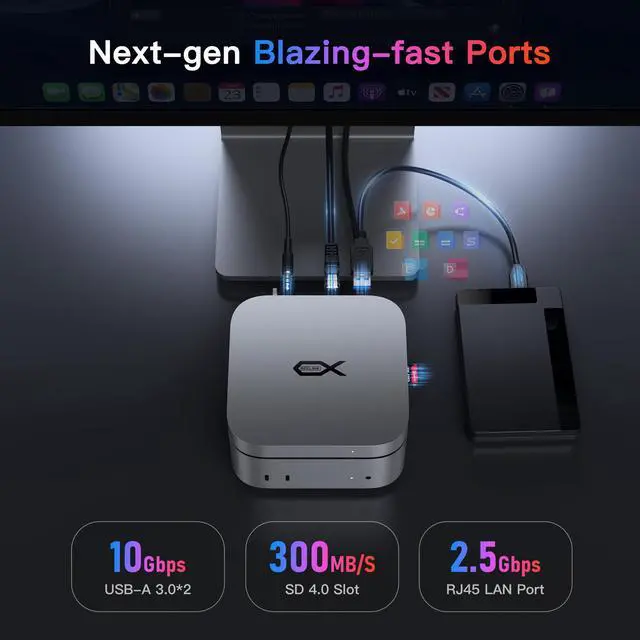 Alt view image 3 of 5 - Mac mini M4 Dock, Beelink Mate Mini-A 80Gbps Docking Station, 2*M.2 PCIex2 SSD Slots, max 16TB Expansion, SD4.0 Card Slot, 2.5G LAN, 15W USB C PD3.0 Port, 2*USB A 10Gbps, 3.5mm Audio