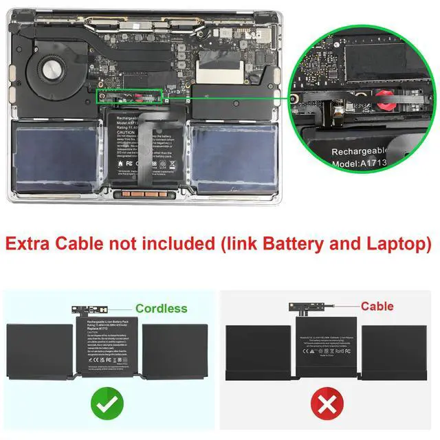 Alt view image 2 of 5 - Fancy Buying Battery A1713 A2171 for MacBook Pro 13 Inch A2159 (2019) A2289 (2020) A2338 (2020), A1708 Late 2016 Mid 2017 (EMC 2978 3164), MPXQ2LL/A MLL42LL/A MLUQ2LL/A MPXR2LL/A MPXU2LL/A MPXT2LL/A
