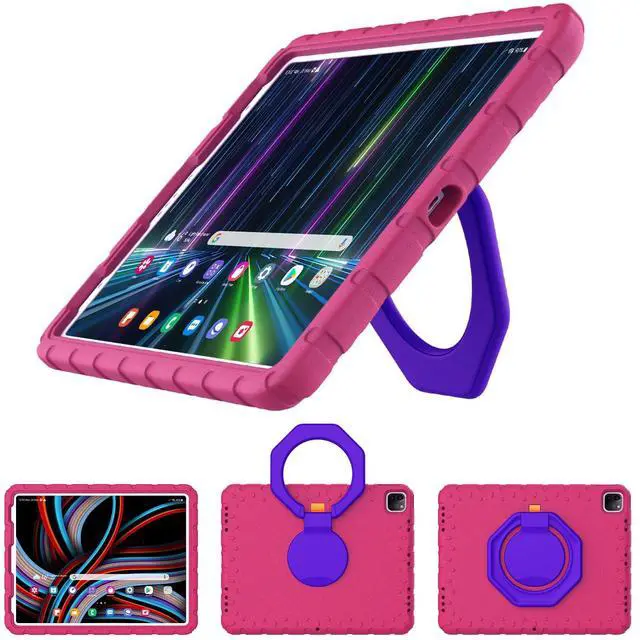 Main image of BILLISGOVA for iPad Pro 12.9 Case 3rd 4th 5th 6th Generation with Pencil Holder & 360° Rotating Handle Stand, New Cute Rugged Cover for iPad Pro 12.9 inch 2022/2021/2020/2018 - Rose Red