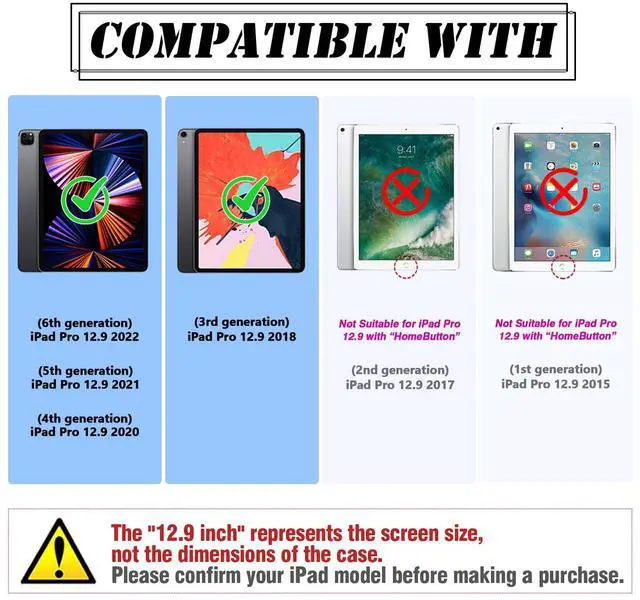 Alt view image 2 of 5 - BILLISGOVA for iPad Pro 12.9 Case 3rd 4th 5th 6th Generation with Pencil Holder & 360° Rotating Handle Stand, New Cute Rugged Cover for iPad Pro 12.9 inch 2022/2021/2020/2018 - Rose Red