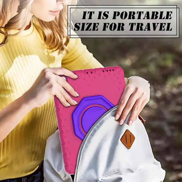 Alt view image 3 of 5 - BILLISGOVA for iPad Pro 12.9 Case 3rd 4th 5th 6th Generation with Pencil Holder & 360° Rotating Handle Stand, New Cute Rugged Cover for iPad Pro 12.9 inch 2022/2021/2020/2018 - Rose Red